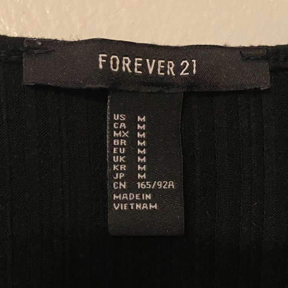 Forever 21 Black Ribbed Lace-Up Short-Sleeve Bodysuit - Picture 6 of 8